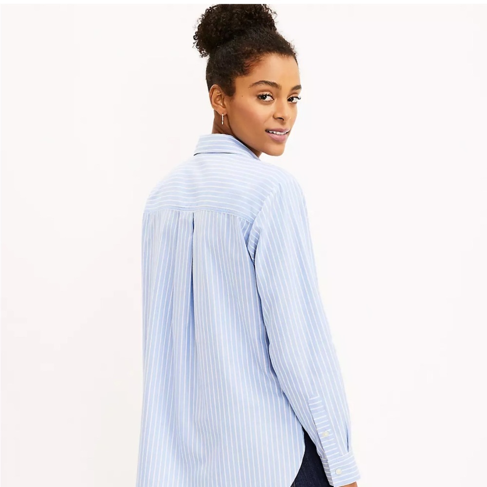 LOFT Women’s Blue Striped Tailored Tunic - Picture 2 of 7